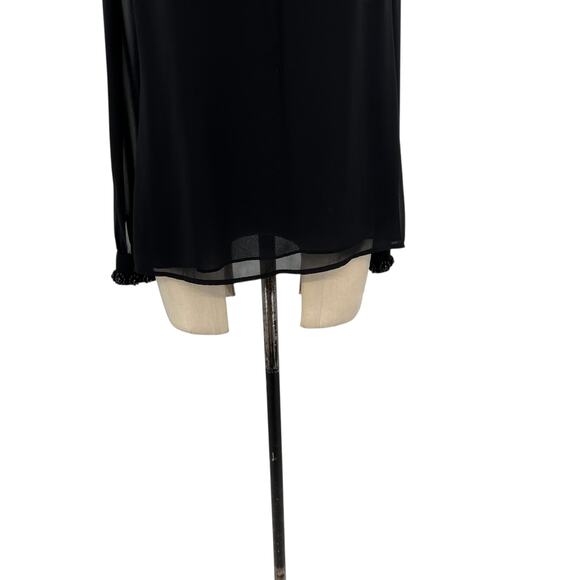 Ted Baker Klaree Top Blouse Beaded Jeweled Neckline Sheer Black Size 3 US 8 - Picture 4 of 12